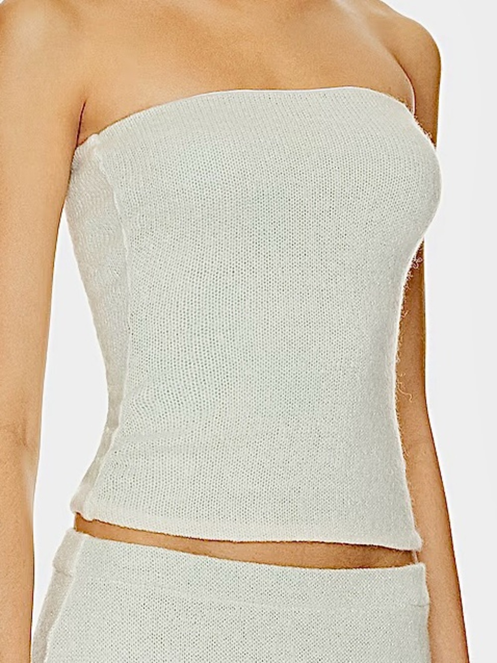 NWT Buci NYC Top White Knit Wool Blend Strapless Bandeau Tube size XS